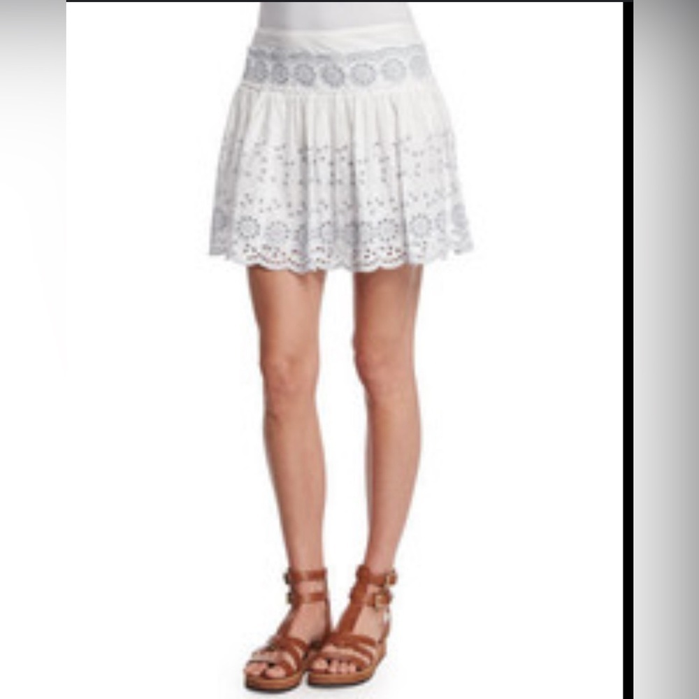 Sz 38/4 NEW See by Chloe Anglaise Cotton Poplin Skirt w/Eyelet Embroidery